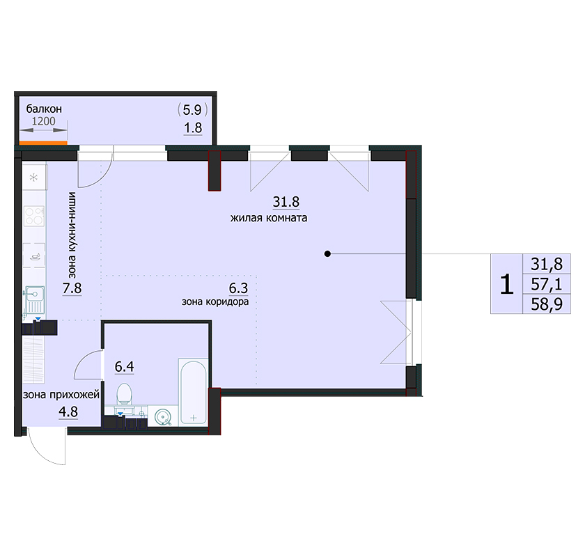 планировка квартиры 59 м2